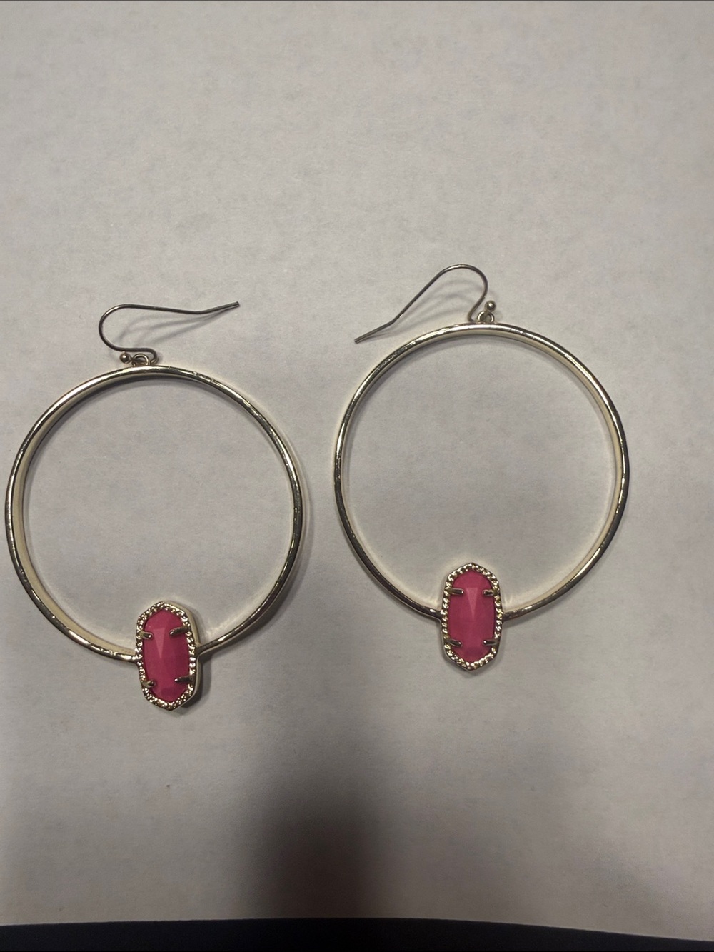 Kendra Scott Silver Hoop Earrings with Pink Stone